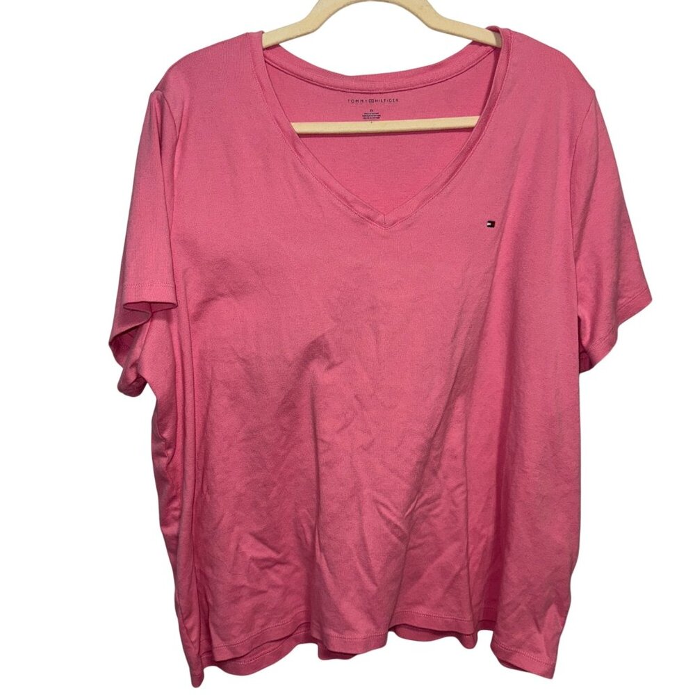 Tommy Hilfiger Womens Pink V-Neck T-Shirt 3X